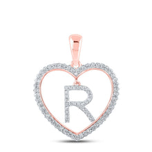 Load image into Gallery viewer, Heartfelt Diamond Initial Pendant | 10kt Rose Gold Womens Round Diamond Heart R Letter Pendant 1/4 Cttw | Splendid Jewellery - Splendid Jewellery