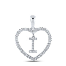 Load image into Gallery viewer, Heartfelt Diamond Initial Pendant - 10kt White Gold Womens Round Diamond Heart I Letter Pendant 1/4 Cttw - Splendid Jewellery