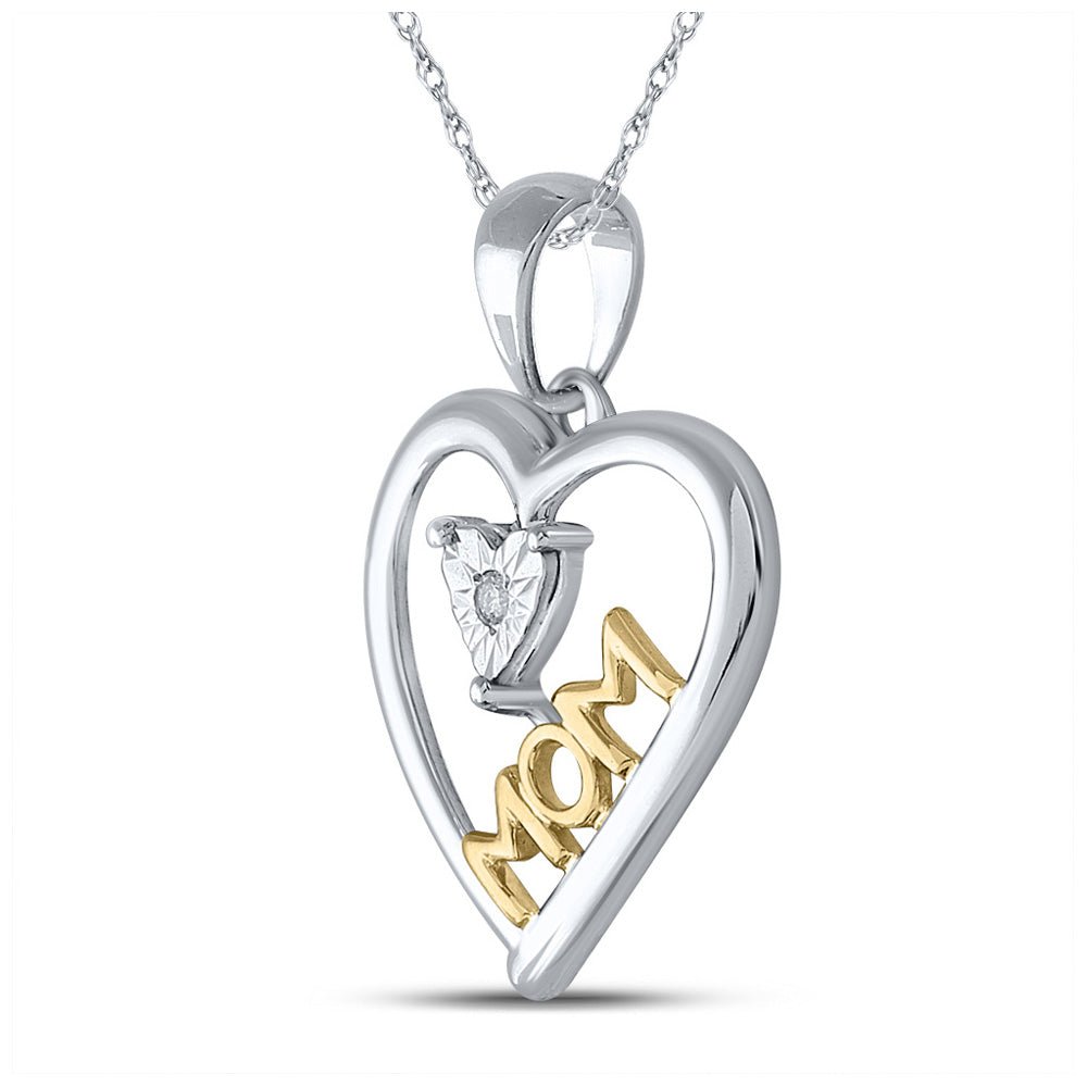 Heartfelt Diamond Love Pendant | Sterling Silver Round Diamond Heart Mom Pendant .02 Cttw | Splendid Jewellery - Splendid Jewellery