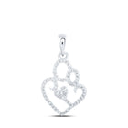 Heartfelt Love: 10kt White Gold Diamond Mom Child Pendant - Splendid Jewellery