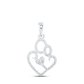 Heartfelt Love: 10kt White Gold Diamond Mom Child Pendant - Splendid Jewellery