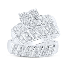 Load image into Gallery viewer, Heartfelt Love: 10kt White Gold His Hers Round Diamond Heart Matching Wedding Set - Splendid Jewellery