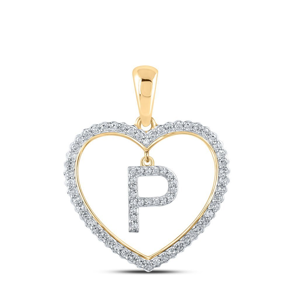 Heartfelt Love: 10kt Yellow Gold Diamond Initial & Letter Pendant - Splendid Jewellery