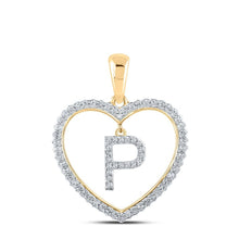 Load image into Gallery viewer, Heartfelt Love: 10kt Yellow Gold Diamond Initial &amp; Letter Pendant - Splendid Jewellery