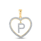 Heartfelt Love: 10kt Yellow Gold Diamond Initial & Letter Pendant - Splendid Jewellery