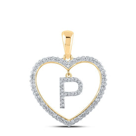 Heartfelt Love: 10kt Yellow Gold Diamond Initial & Letter Pendant - Splendid Jewellery
