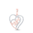Heartfelt Love Diamond Pendant - 10kt Rose Gold Mom Necklace with Round Diamond 1/3 Cttw - Splendid Jewellery