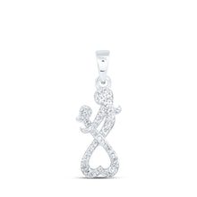 Load image into Gallery viewer, Heartfelt Love Diamond Pendant | 10kt White Gold Mother Child Heart Necklace 1/8 Cttw | Splendid Jewellery - Splendid Jewellery