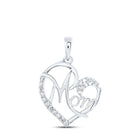 Heartfelt Love Diamond Pendant | 10kt White Gold Round Diamond Mom Heart Pendant 1/8 Cttw - Splendid Jewellery