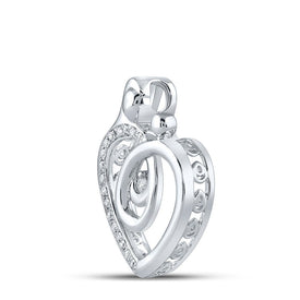 Heartfelt Love Diamond Pendant | 10kt White Gold Round Diamond Mom Necklace 1/8 Cttw - Splendid Jewellery
