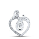 Heartfelt Love Diamond Pendant | 10kt White Gold Round Diamond Mom Necklace 1/8 Cttw - Splendid Jewellery