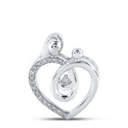 Heartfelt Love Diamond Pendant | 10kt White Gold Round Diamond Mom Necklace 1/8 Cttw - Splendid Jewellery