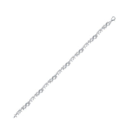 Heartfelt Love: Sterling Silver Diamond Mom Heart Link Bracelet - Splendid Jewellery