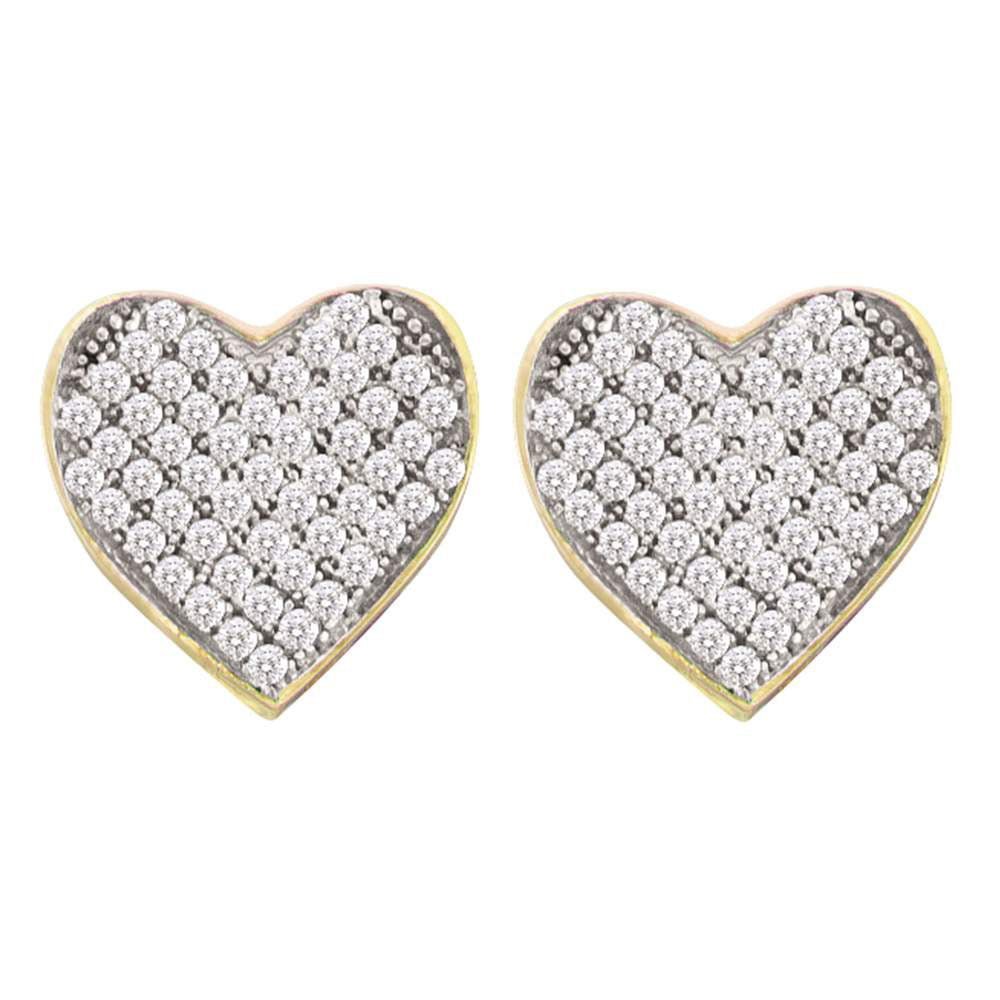 Heart's Delight: 10kt Yellow Gold Diamond Cluster Heart Earrings - Splendid Jewellery