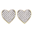 Heart's Delight: 10kt Yellow Gold Diamond Cluster Heart Earrings - Splendid Jewellery