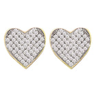 Heart's Delight: 10kt Yellow Gold Diamond Cluster Heart Earrings - Splendid Jewellery