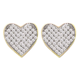 Heart's Delight: 10kt Yellow Gold Diamond Cluster Heart Earrings - Splendid Jewellery