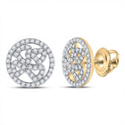 Heart's Delight: 10kt Yellow Gold Womens Round Diamond Heart Circle Earrings 1/2 Cttw - Splendid Jewellery