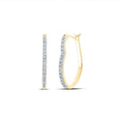 Heart's Delight: 10kt Yellow Gold Womens Round Diamond Heart Hoop Earrings 1/8 Cttw - Splendid Jewellery