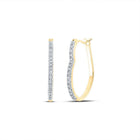 Heart's Delight: 10kt Yellow Gold Womens Round Diamond Heart Hoop Earrings 1/8 Cttw - Splendid Jewellery