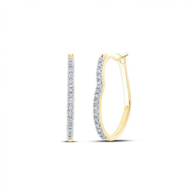 Heart's Delight: 10kt Yellow Gold Womens Round Diamond Heart Hoop Earrings 1/8 Cttw - Splendid Jewellery