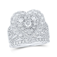 Load image into Gallery viewer, Heart's Desire: 10kt White Gold Diamond Heart Bridal Wedding Ring Band Set - Splendid Jewellery