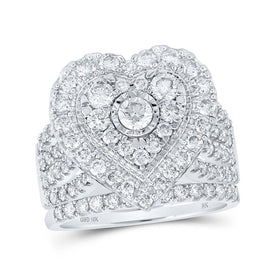 Heart's Desire: 10kt White Gold Diamond Heart Bridal Wedding Ring Band Set - Splendid Jewellery