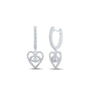 Heart's Desire: 10kt White Gold Diamond Heart Hoop Dangle Earrings - Splendid Jewellery