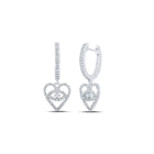 Heart's Desire: 10kt White Gold Diamond Heart Hoop Dangle Earrings - Splendid Jewellery