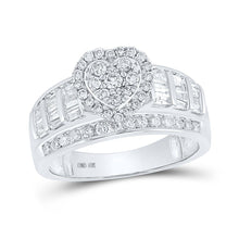 Load image into Gallery viewer, Heart's Desire: 10kt White Gold Round Diamond Heart Bridal Wedding Engagement Ring 1 Cttw - Splendid Jewellery