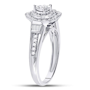 Heart's Desire: 10kt White Gold Round Diamond Heart Bridal Wedding Engagement Ring 1/2 Cttw - Splendid Jewellery