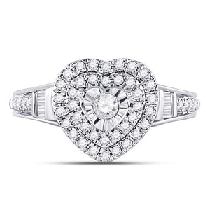 Heart's Desire: 10kt White Gold Round Diamond Heart Bridal Wedding Engagement Ring 1/2 Cttw - Splendid Jewellery