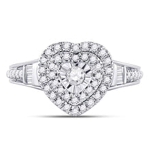 Load image into Gallery viewer, Heart's Desire: 10kt White Gold Round Diamond Heart Bridal Wedding Engagement Ring 1/2 Cttw - Splendid Jewellery