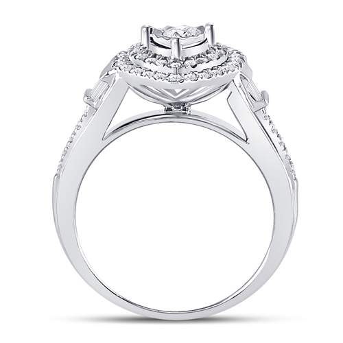 Heart's Desire: 10kt White Gold Round Diamond Heart Bridal Wedding Engagement Ring 1/2 Cttw - Splendid Jewellery