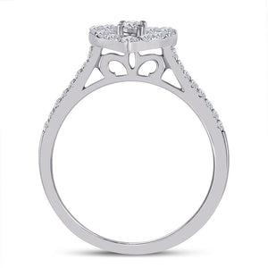 Heart's Desire | 10kt White Gold Round Diamond Heart Bridal Wedding Ring Band Set 1/2 Cttw - Splendid Jewellery