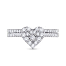 Load image into Gallery viewer, Heart&#39;s Desire | 10kt White Gold Round Diamond Heart Bridal Wedding Ring Band Set 1/2 Cttw - Alternate view 4 from Splendid Jewellery