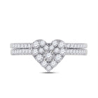 Heart's Desire | 10kt White Gold Round Diamond Heart Bridal Wedding Ring Band Set 1/2 Cttw - Alternate view 4 from Splendid Jewellery
