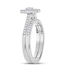 Heart's Desire | 10kt White Gold Round Diamond Heart Bridal Wedding Ring Band Set 1/2 Cttw - Splendid Jewellery