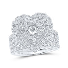 Heart's Desire: 10kt White Gold Round Diamond Heart Bridal Wedding Ring Band Set - Splendid Jewellery