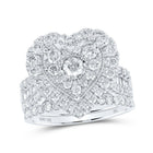 Heart's Desire: 10kt White Gold Round Diamond Heart Bridal Wedding Ring Band Set - Splendid Jewellery