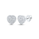 Heart's Desire: 10kt White Gold Womens Round Diamond Heart Earrings 1 - 1/2 Cttw - Splendid Jewellery