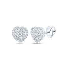 Load image into Gallery viewer, Heart's Desire: 10kt White Gold Womens Round Diamond Heart Earrings 1 - 1/2 Cttw - Splendid Jewellery