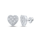 Heart's Desire: 10kt White Gold Womens Round Diamond Heart Earrings 1/3 Cttw - Splendid Jewellery