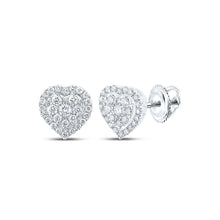 Load image into Gallery viewer, Heart's Desire: 10kt White Gold Womens Round Diamond Heart Earrings 1/4 Cttw - Splendid Jewellery