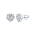 Heart's Desire: 10kt White Gold Womens Round Diamond Heart Earrings 1/6 Cttw - Splendid Jewellery