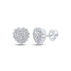 Heart's Desire: 10kt White Gold Womens Round Diamond Heart Earrings 1/6 Cttw - Splendid Jewellery
