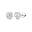 Heart's Desire: 10kt White Gold Womens Round Diamond Heart Earrings 3/4 Cttw - Splendid Jewellery