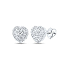 Load image into Gallery viewer, Heart's Desire: 10kt White Gold Womens Round Diamond Heart Earrings 3/4 Cttw - Splendid Jewellery