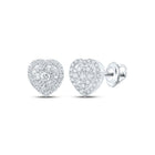 Heart's Desire: 10kt White Gold Womens Round Diamond Heart Earrings 3/4 Cttw - Splendid Jewellery