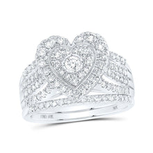 Load image into Gallery viewer, Heart's Embrace: 10kt White Gold Diamond Wedding Ring Set - Splendid Jewellery